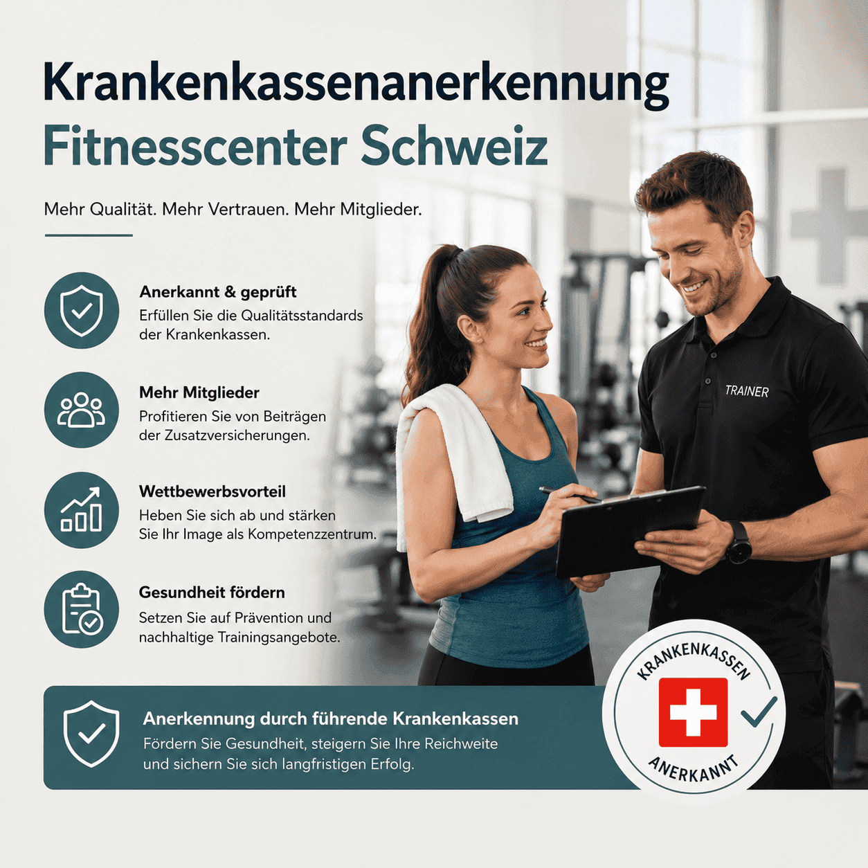 Krankenkassenanerkennung Fitnesscenter Schweiz