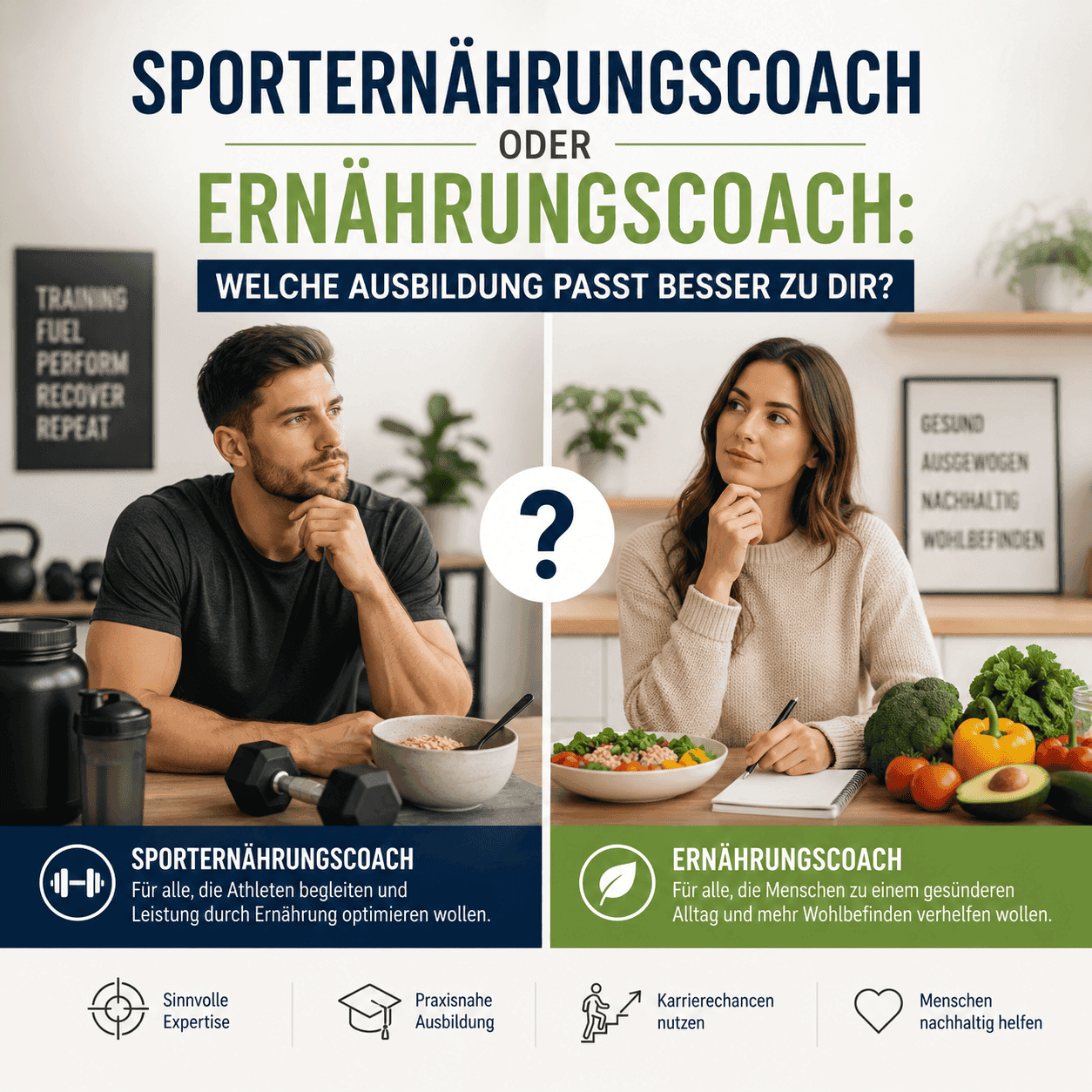 Sporternährungscoach oder Ernährungscoach Welche Ausbildung passt besser zu dir